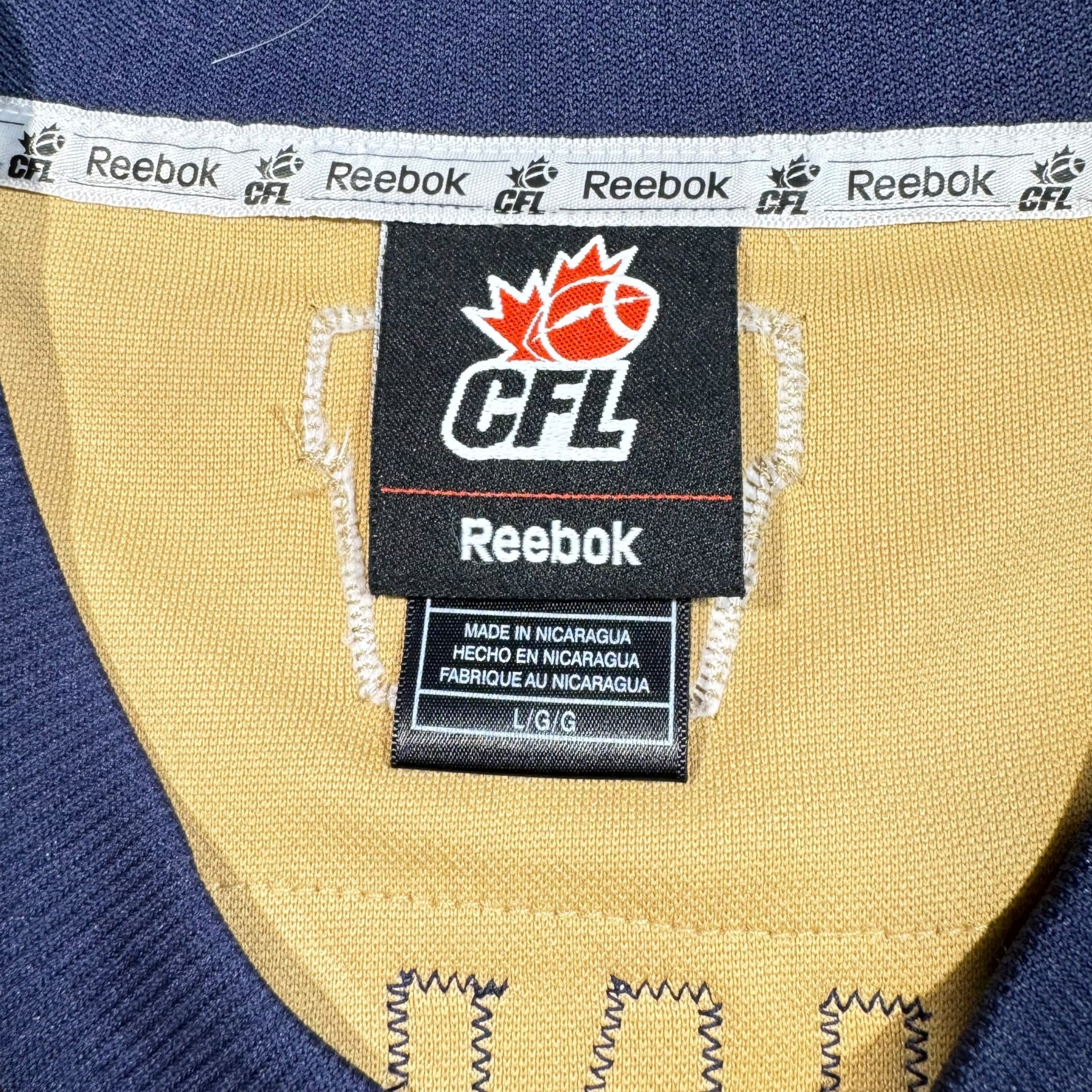 Jovon Johnson Winnipeg Blue Bombers Signed Reebok CFL Jersey Size Large