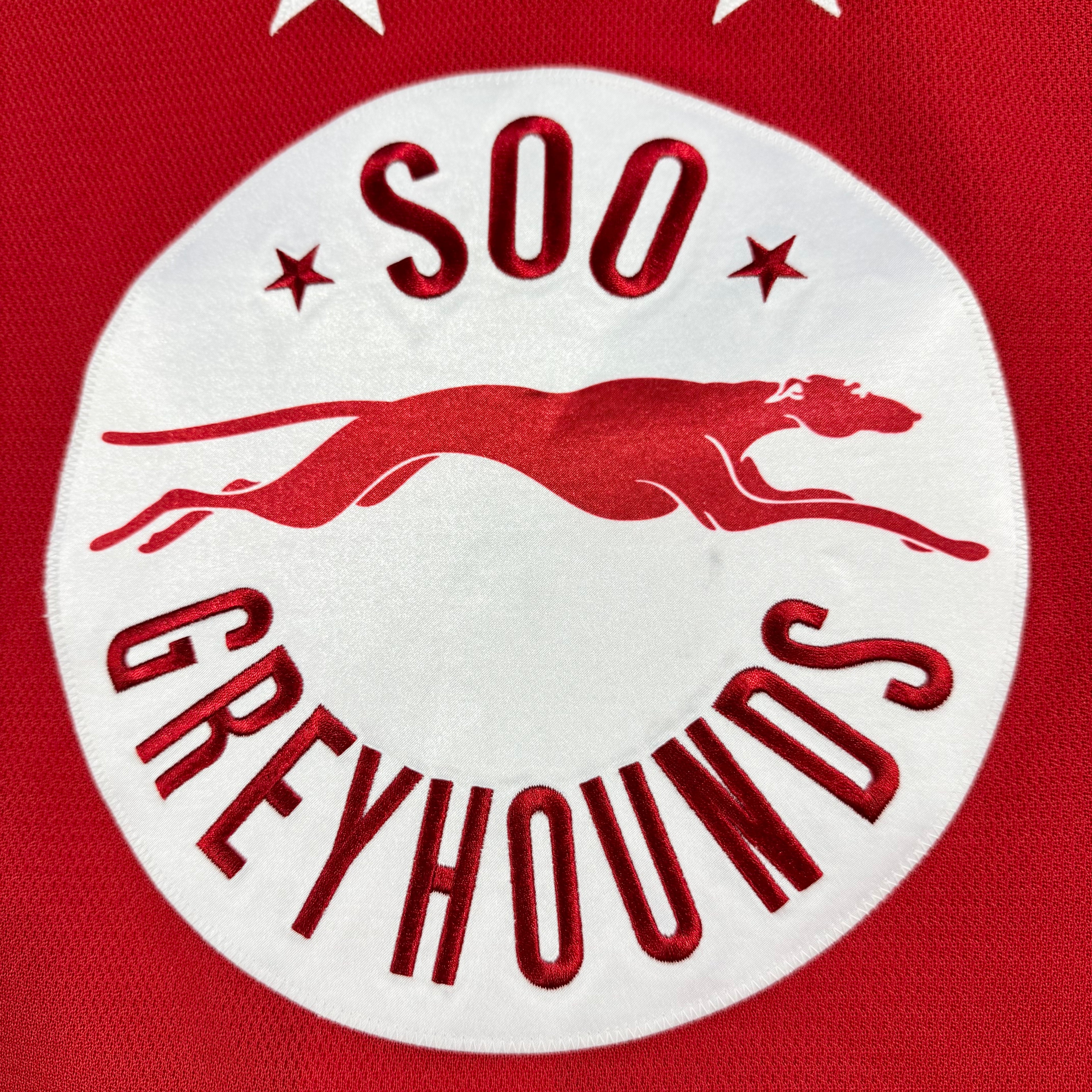 Connor Toms Soo Greyhounds Game Worn OHL CCM Hockey Jersey Size 54