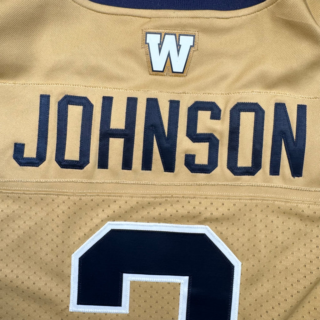 Jovon Johnson Winnipeg Blue Bombers Signed Reebok CFL Jersey Size Large