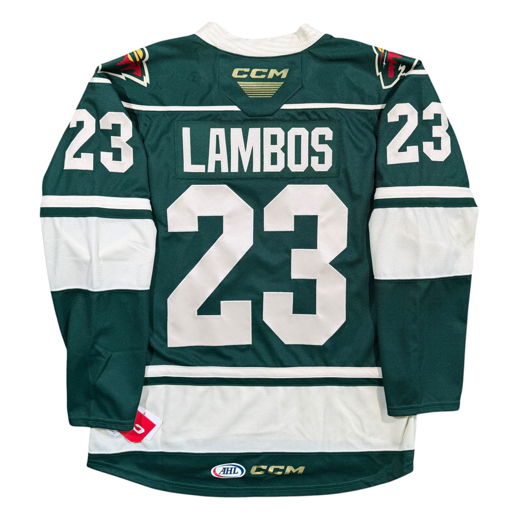 Carson Lambos Iowa Wild CCM AHL Hockey Jersey - Large