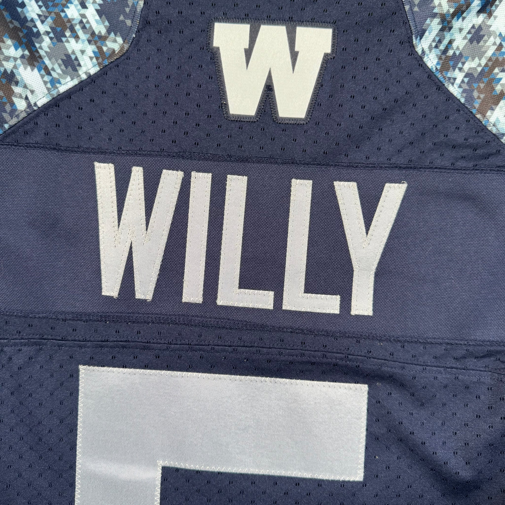 Drew Willy Winnipeg Blue Bombers Camo Reebok CFL Jersey - Large