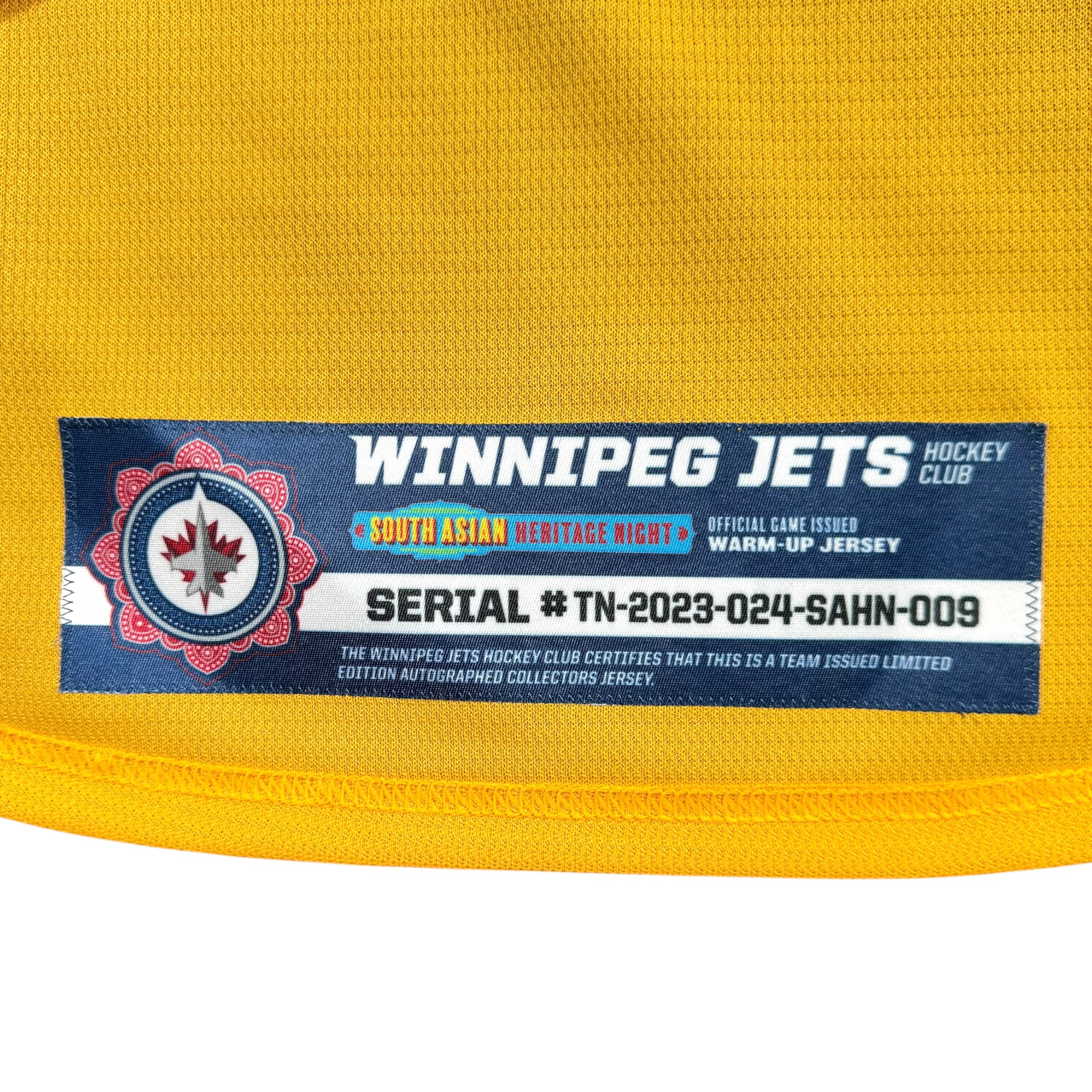 Rasmus Kupari Winnipeg Jets 2024 South Asian Heritage Warm Up Game Worn MIC NHL Jersey Size 56
