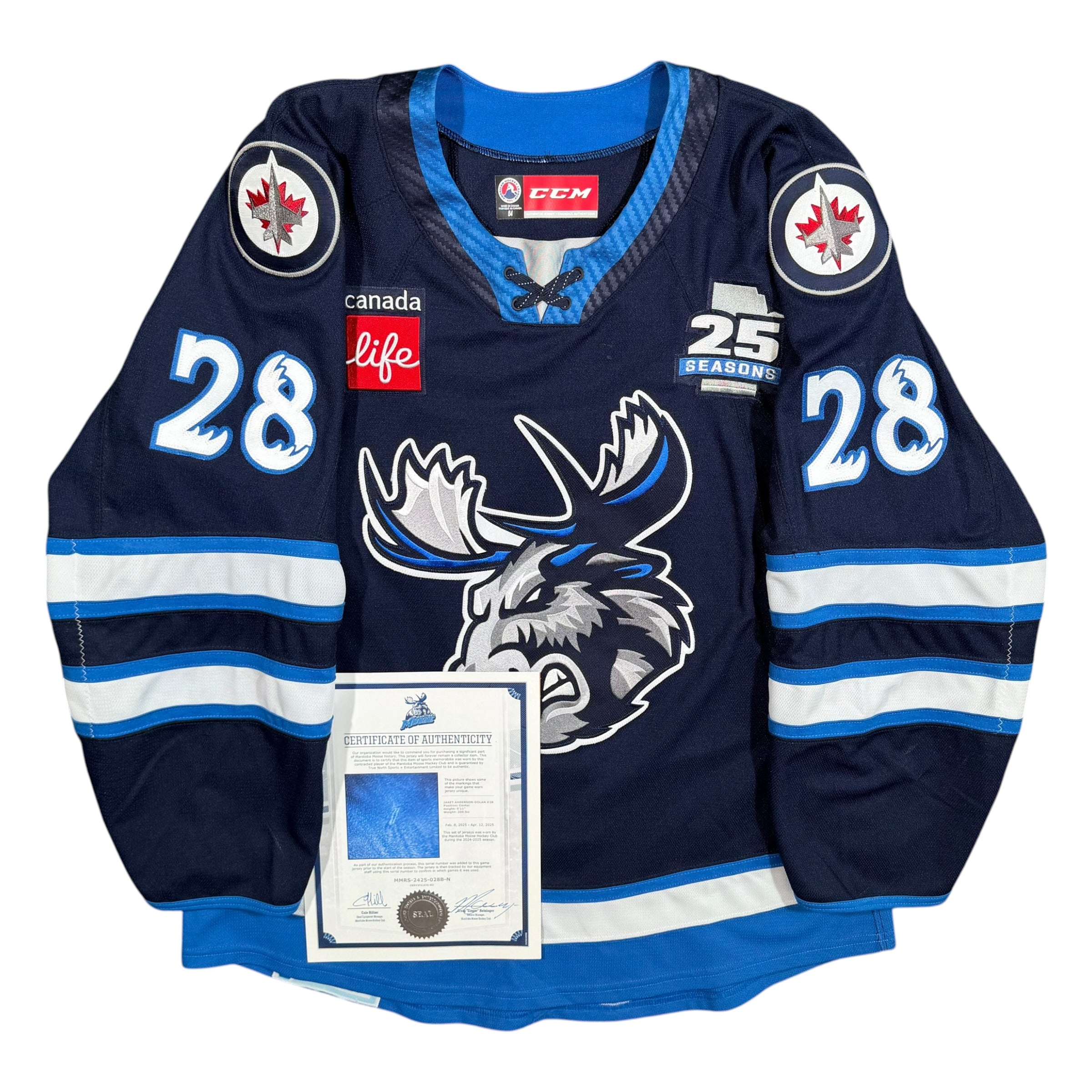 Jaret Anderson-Dolan Manitoba Moose 2024/25 Game Worn AHL CCM Jersey COA