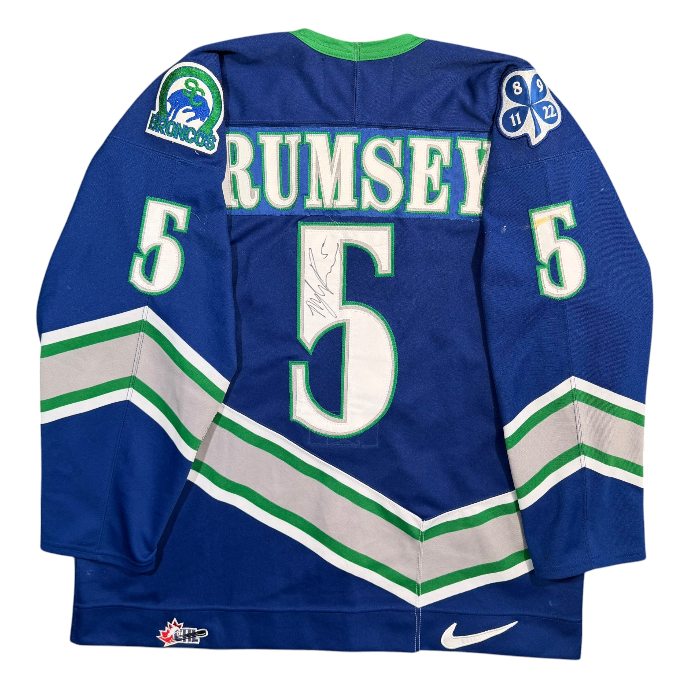 Myles Rumsey Swift Current Broncos Game Worn Nike WHL Jersey