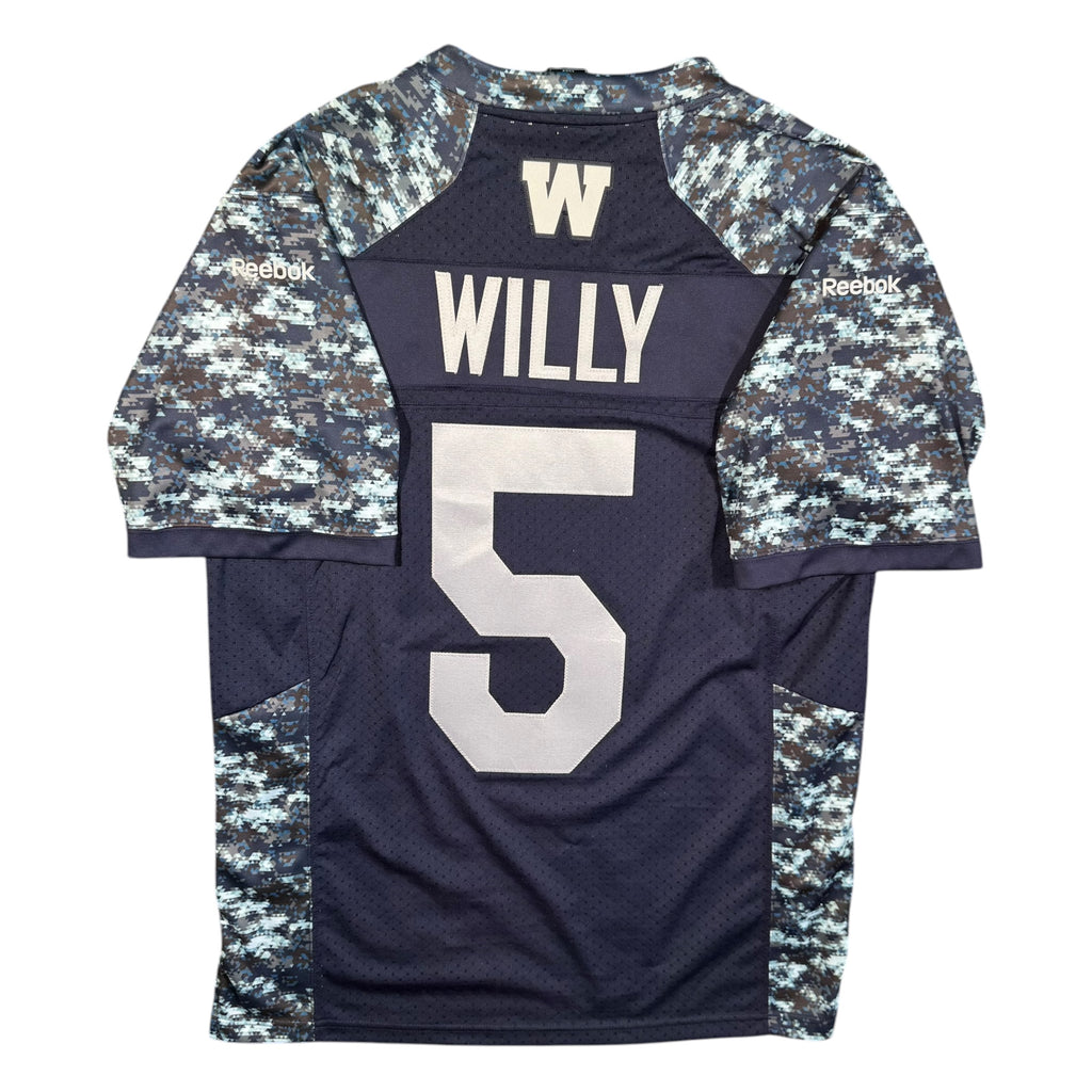 Drew Willy Winnipeg Blue Bombers Camo Reebok CFL Jersey - Large