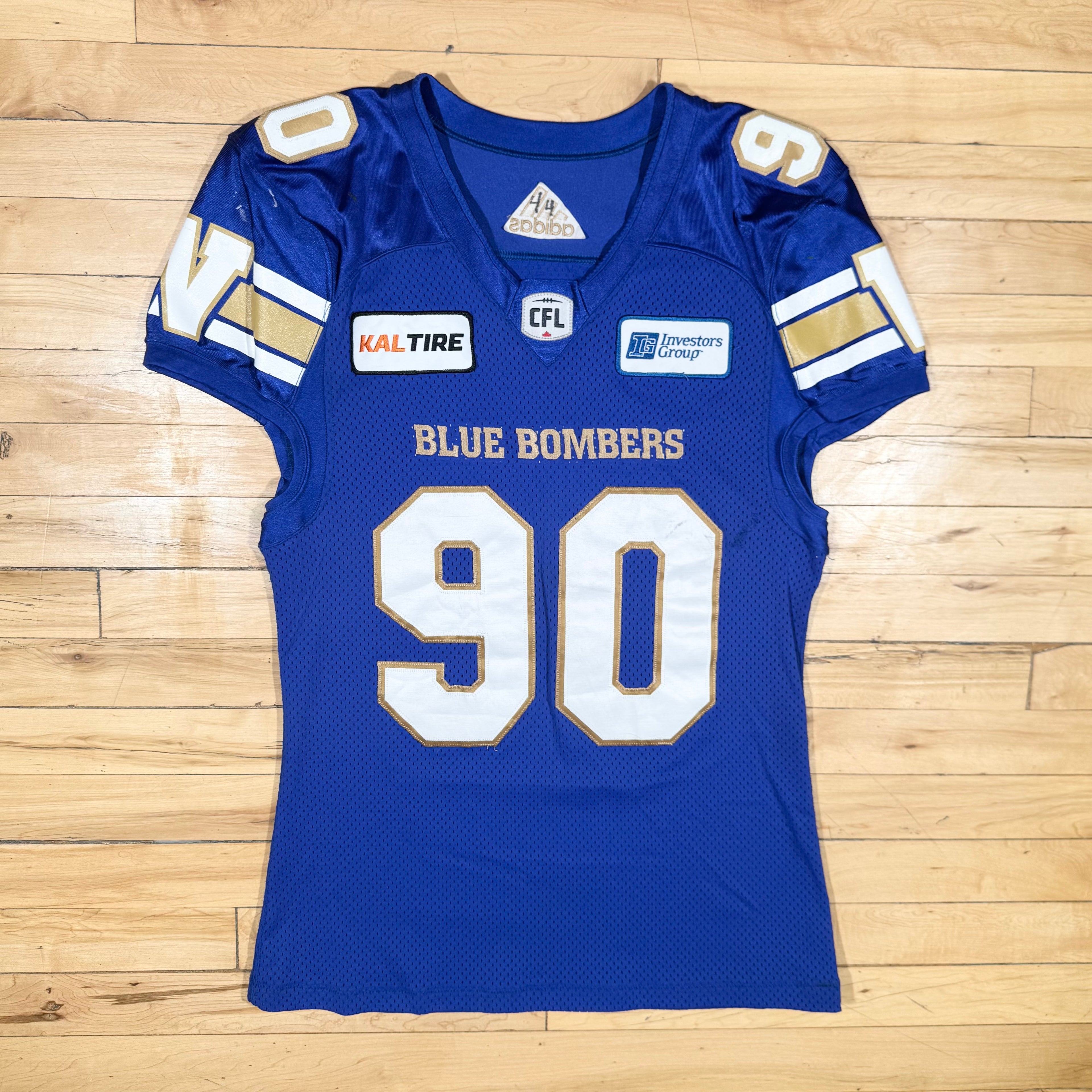 Alex McCalister Winnipeg Blue Bombers 2018 Game Worn Adidas CFL Jersey Size 44