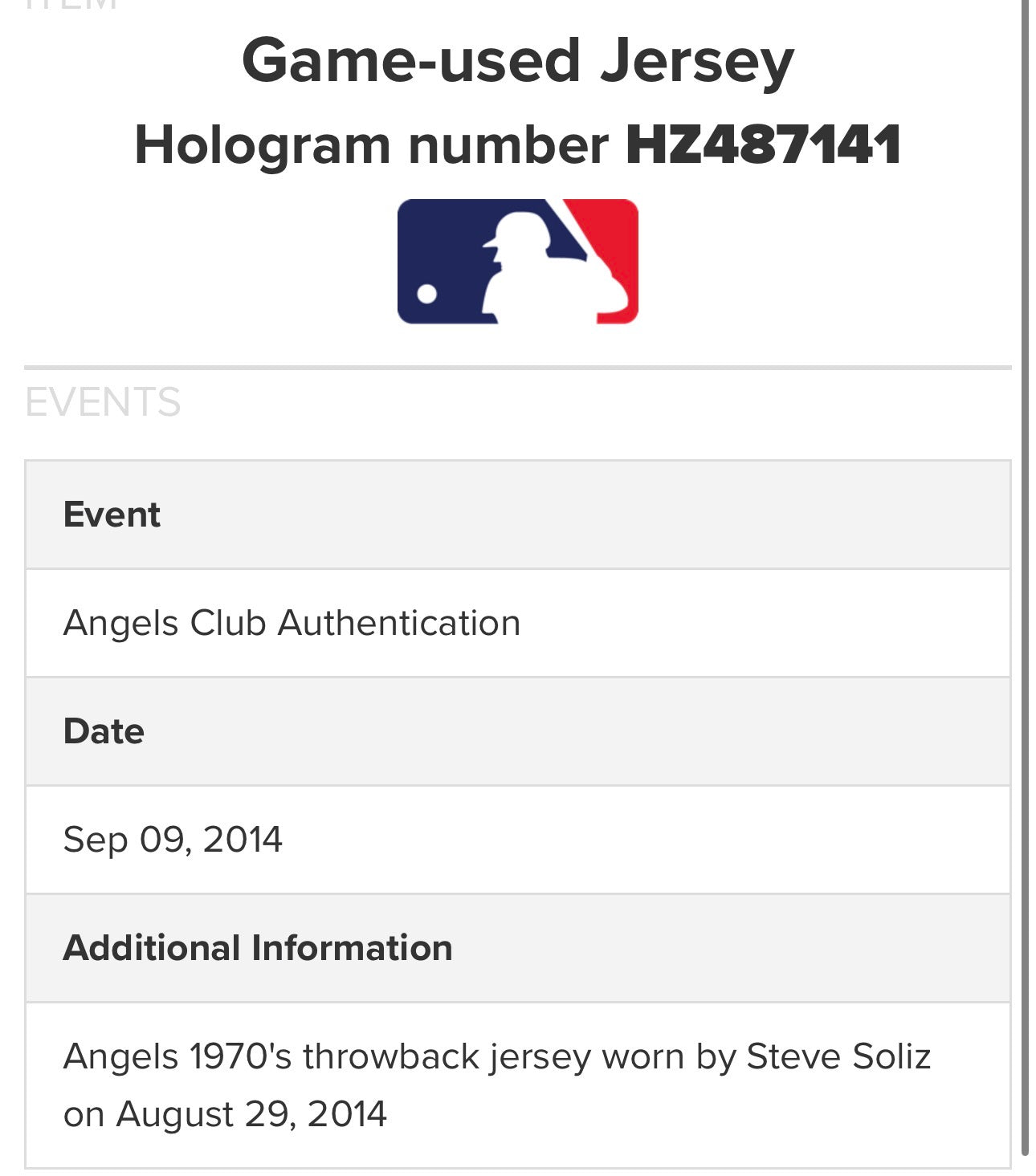 Steve Soliz Los Angeles Angeles 2014 Game Worn Coach 1970s Throwback Jersey COA