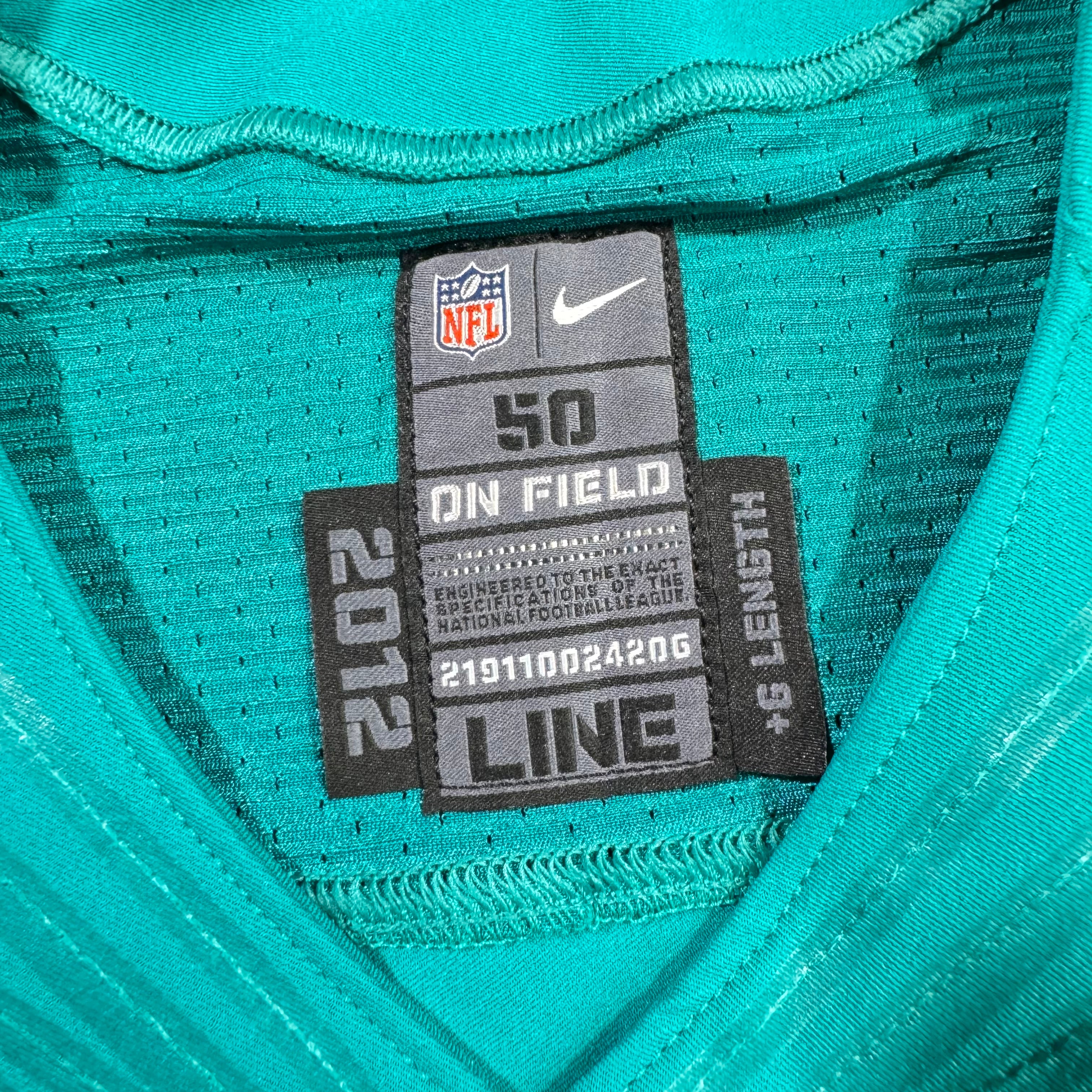 Miami Dolphins 2012 Team Issued Blank NFL Nike Jersey Size 50 +6 Length