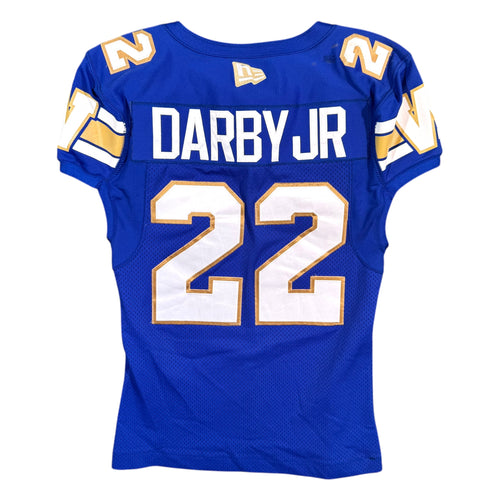 Alden Darby Jr Winnipeg Blue Bombers 2022 Game Worn Adidas CFL Jersey