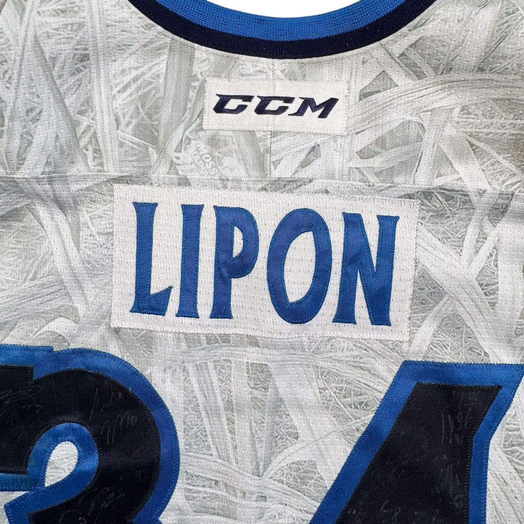 JC Lipon Manitoba Moose Wilderness Camo MIC AHL Hockey Jersey Size 52