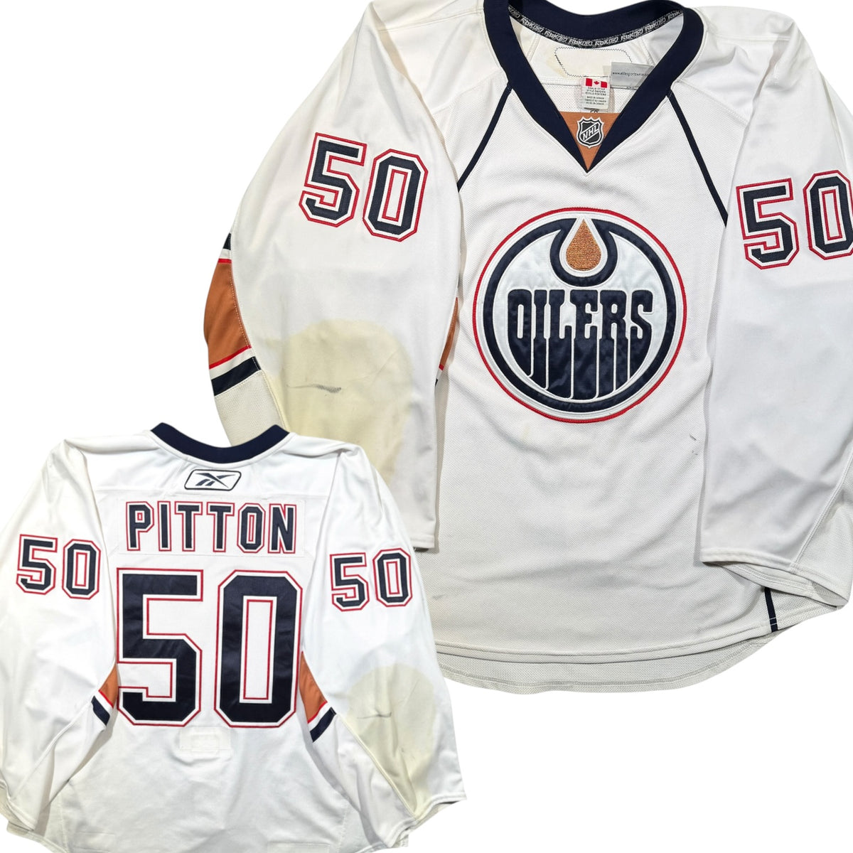 Bryan Pitton Edmonton Oilers Game Worn 2010/11 Reebok NHL Jersey - 58G