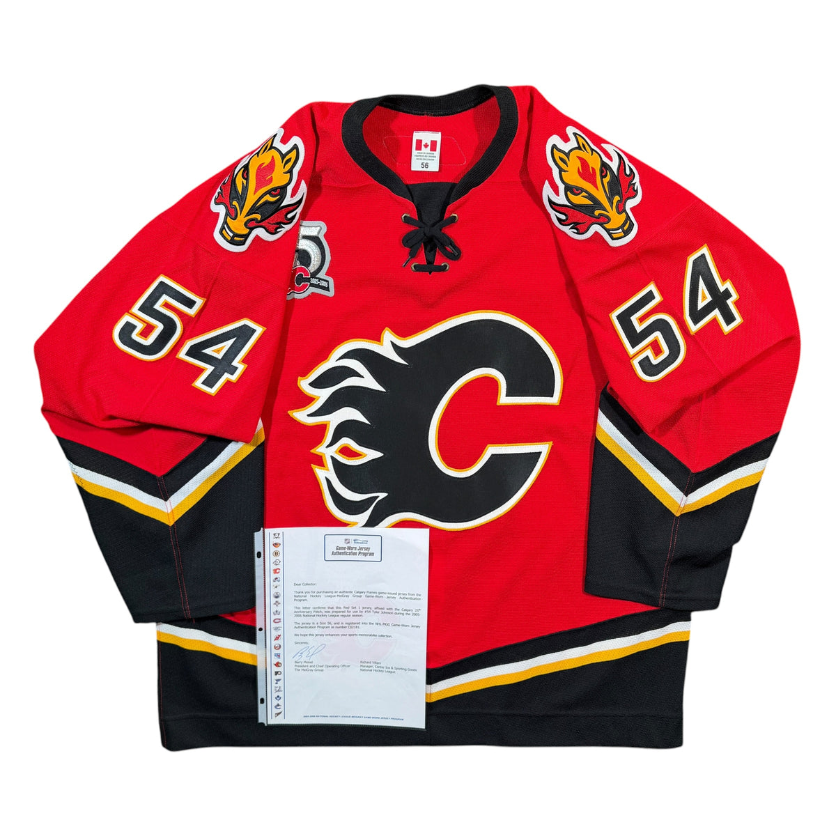 Tyler Johnson Calgary Flames 2005/06 Game Issued Reebok NHL Jersey COA