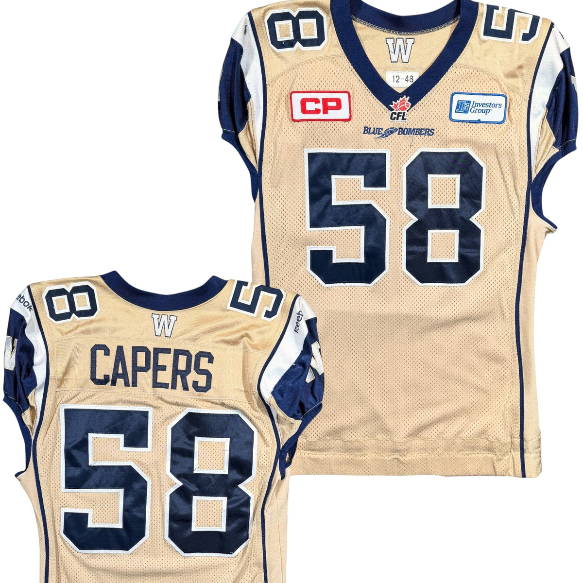 Selvish Capers Winnipeg Blue Bombers 2015 Game Worn Reebok CFL Jersey