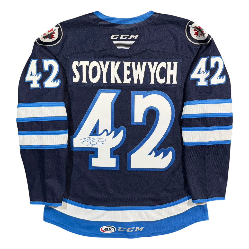 Peter Stoykewych Manitoba Moose Signed AHL CCM Hockey Jersey - Large