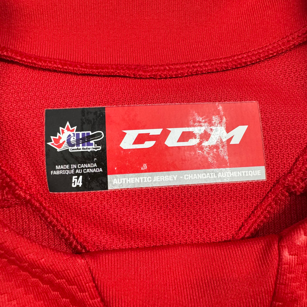 Connor Toms Soo Greyhounds Game Worn OHL CCM Hockey Jersey Size 54