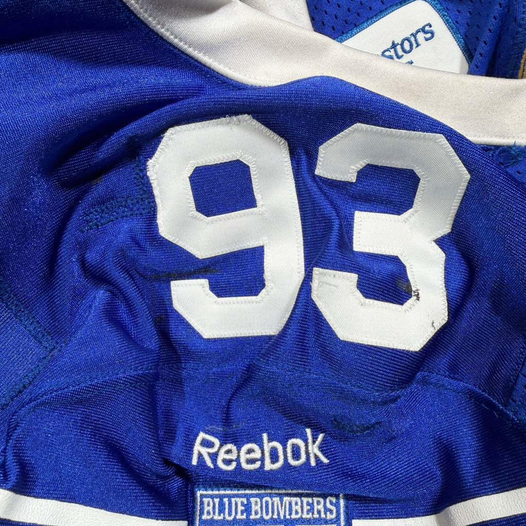 Kashawn Fraser Winnipeg Blue Bombers 2014 Game Worn Reebok CFL Jersey