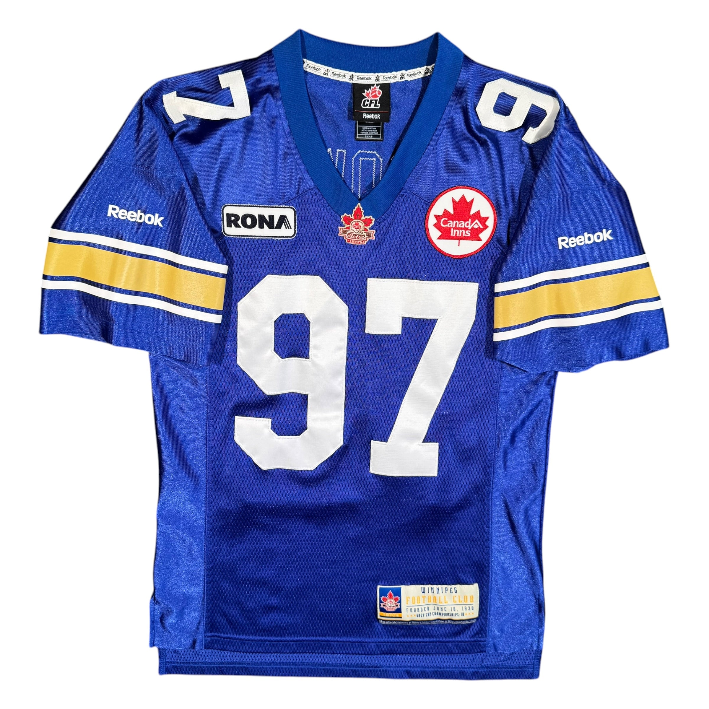 Doug Brown Winnipeg Blue Bombers Vintage 70’s Throwback CFL Reebok Jersey Size Small
