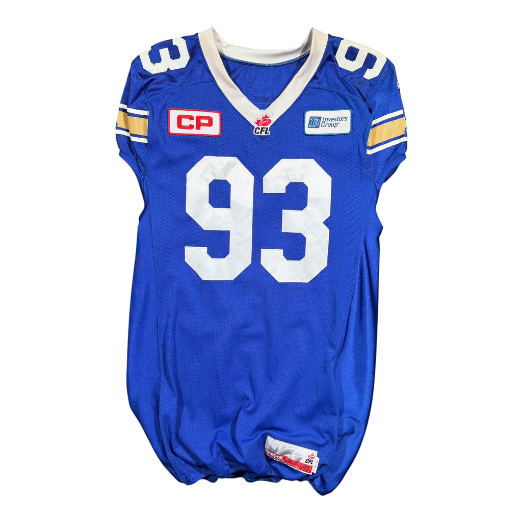 Kashawn Fraser Winnipeg Blue Bombers 2014 Game Worn Reebok CFL Jersey