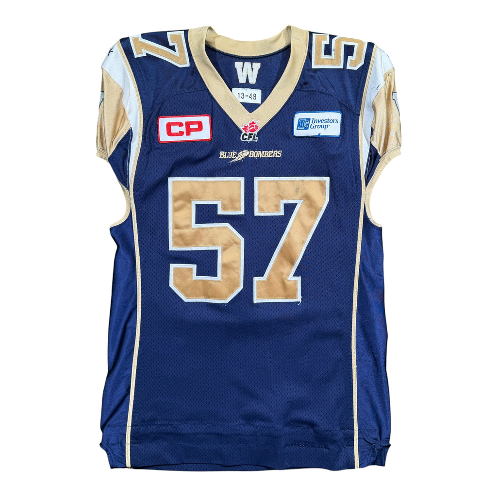 Devin Tyler Winnipeg Blue Bombers 2014 Game Worn CFL Jersey