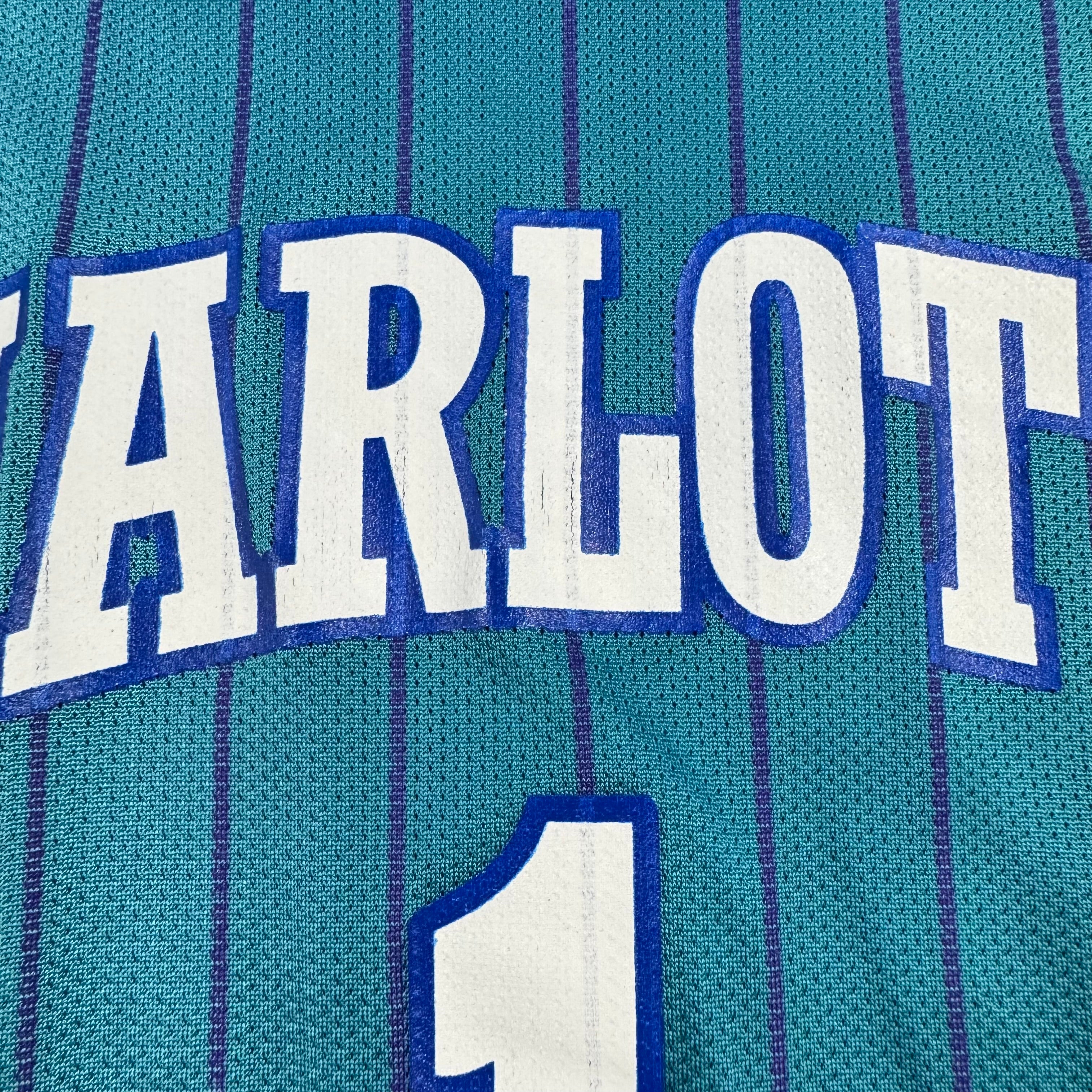 Baron Davis Charlotte Hornets Vintage Champion Pinstripe NBA Jersey Size Medium