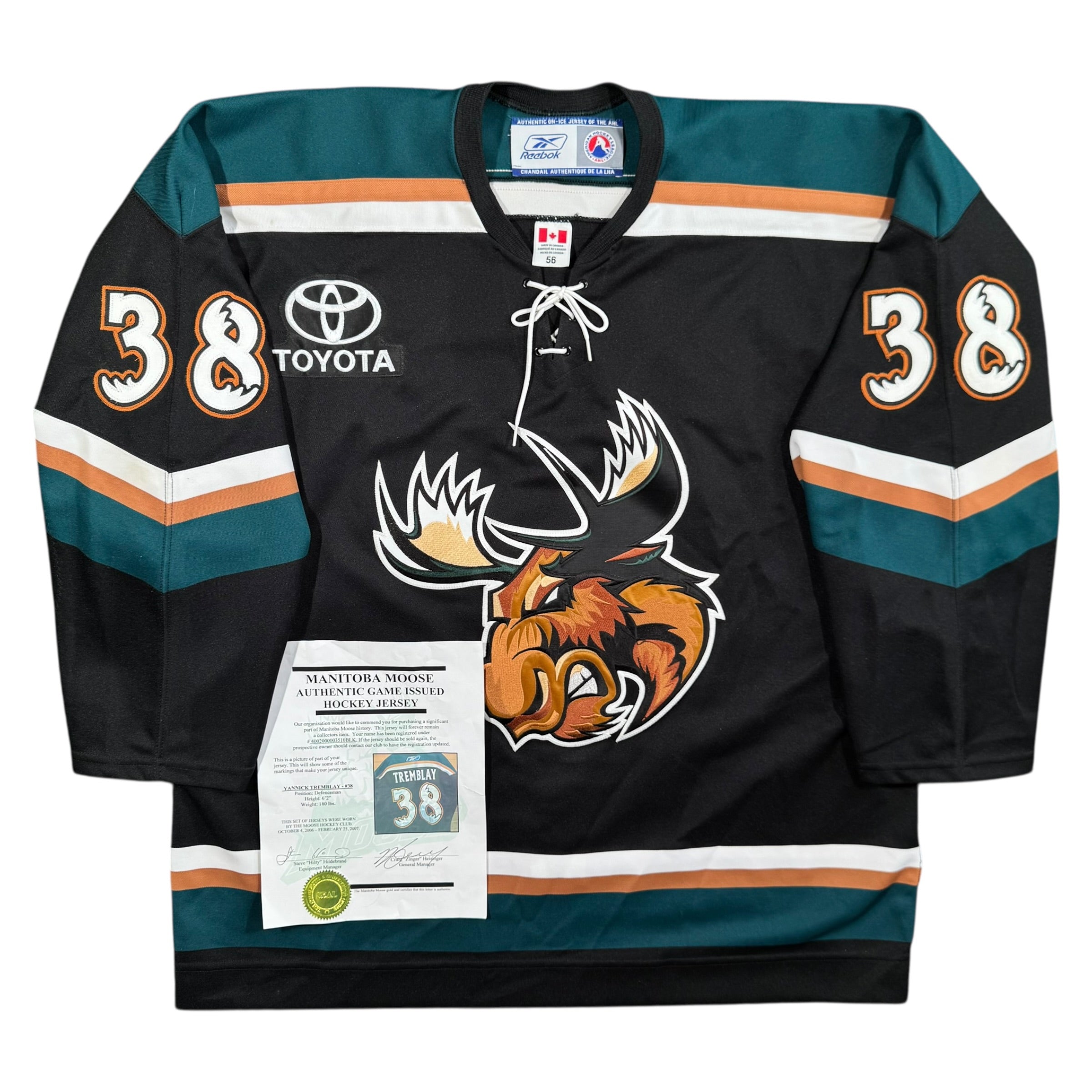 Yannick Tremblay Manitoba Moose Game Issued 2006/07 AHL Reebok Jersey COA