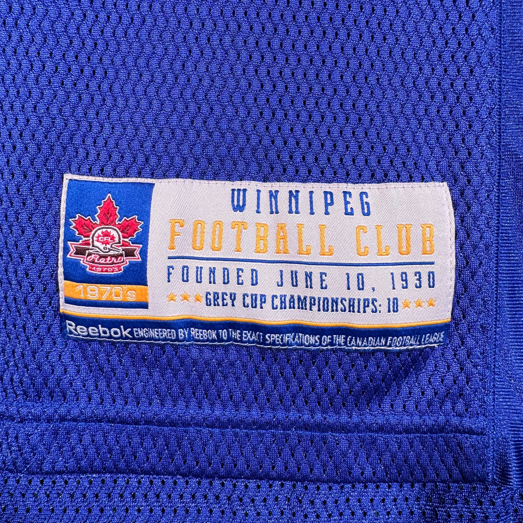 Doug Brown Winnipeg Blue Bombers Vintage 70’s Throwback CFL Reebok Jersey - Small